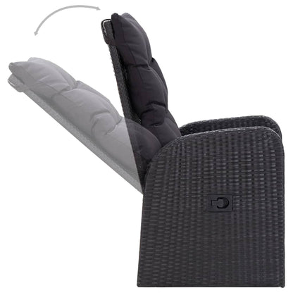 Set da Pranzo da Giardino 3 pz con Cuscini Nero - homemem39