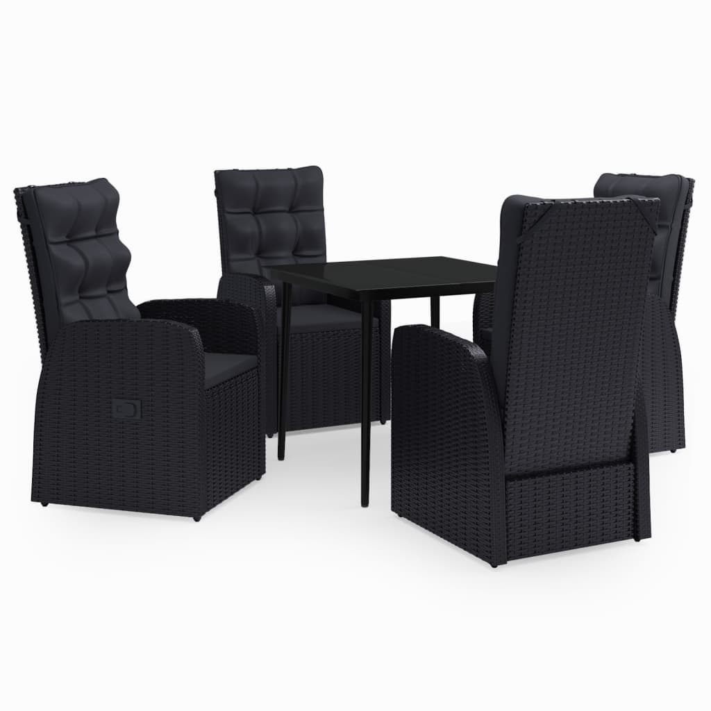 Set da Pranzo da Giardino 5 pz con Cuscini Nero - homemem39