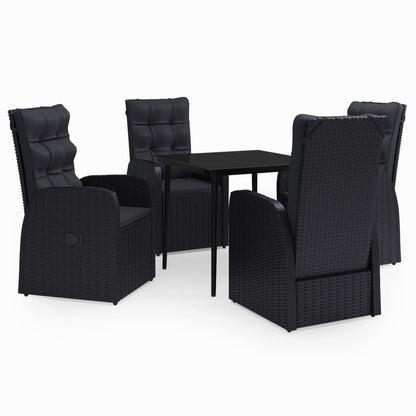 Set da Pranzo da Giardino 5 pz con Cuscini Nero - homemem39