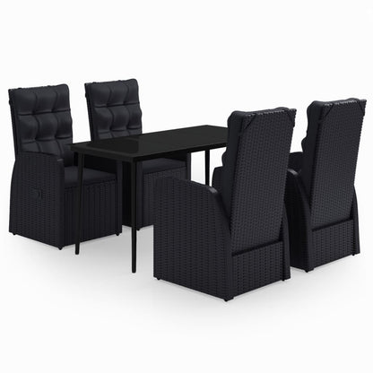 Set da Pranzo da Giardino 5 pz con Cuscini Nero - homemem39