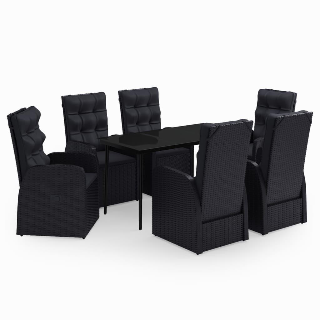 Set da Pranzo da Giardino 7 pz con Cuscini Nero - homemem39