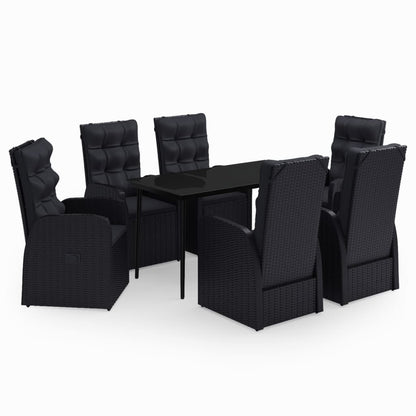 Set da Pranzo da Giardino 7 pz con Cuscini Nero - homemem39