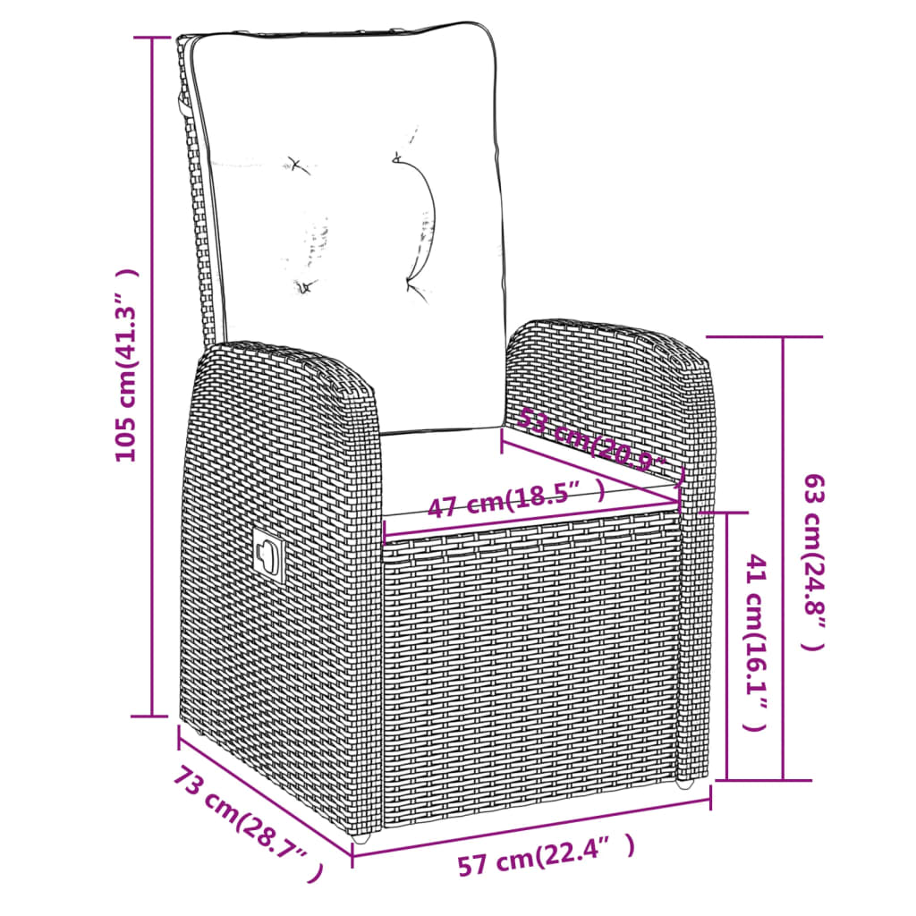 Set da Pranzo da Giardino 7 pz con Cuscini Nero - homemem39
