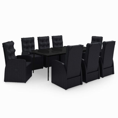 Set da Pranzo da Giardino 9 pz con Cuscini Nero - homemem39