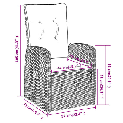 Set da Pranzo da Giardino 9 pz con Cuscini Nero - homemem39