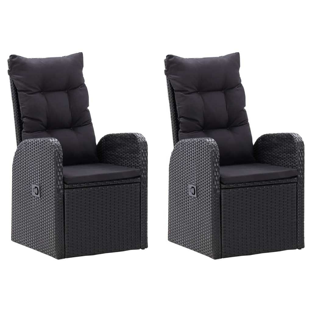 Set da Pranzo da Giardino 7 pz con Cuscini Nero