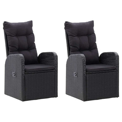 Set da Pranzo da Giardino 7 pz con Cuscini Nero