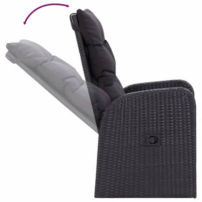 Set da Pranzo da Giardino 7 pz con Cuscini Nero | homemem39