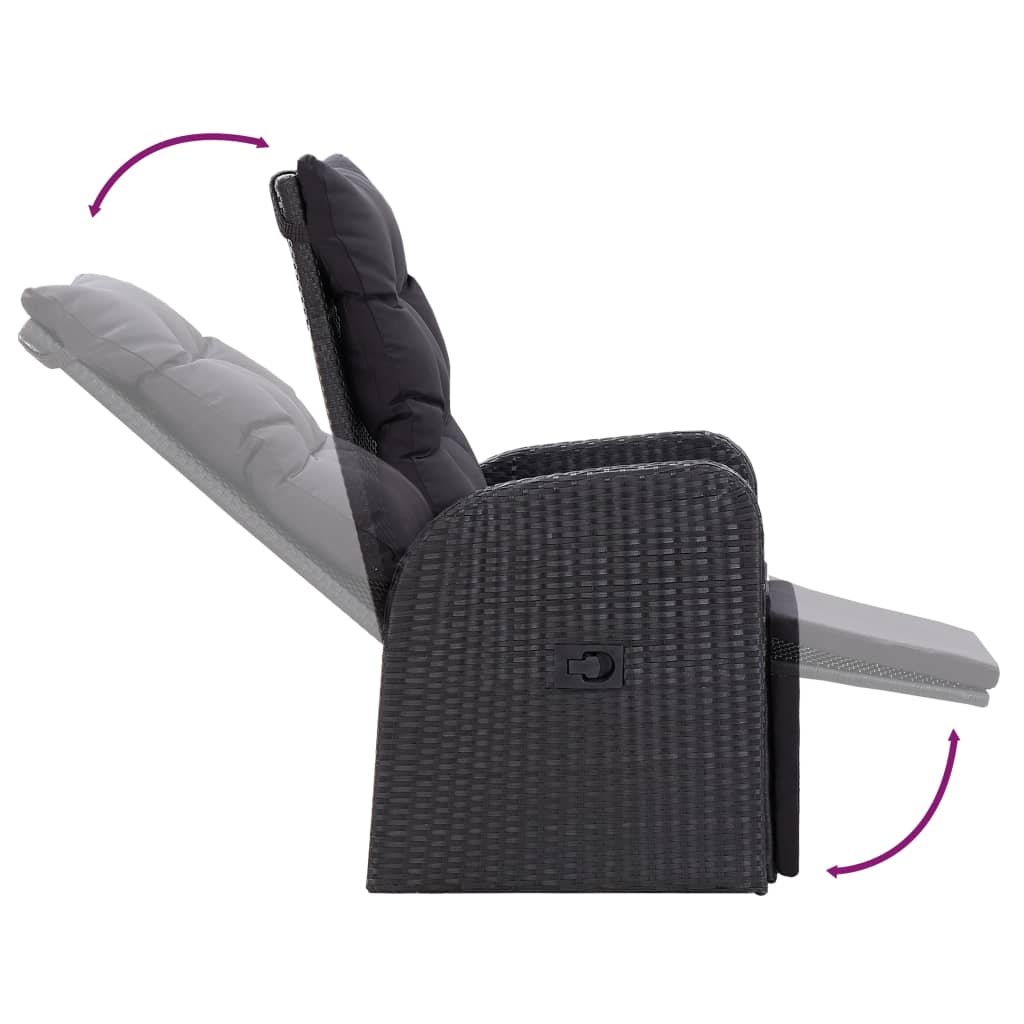 Set da Pranzo da Giardino 7 pz con Cuscini Nero | homemem39
