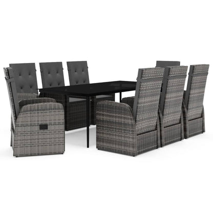 Set da Pranzo da Giardino 9 pz con Cuscini Grigio | homemem39