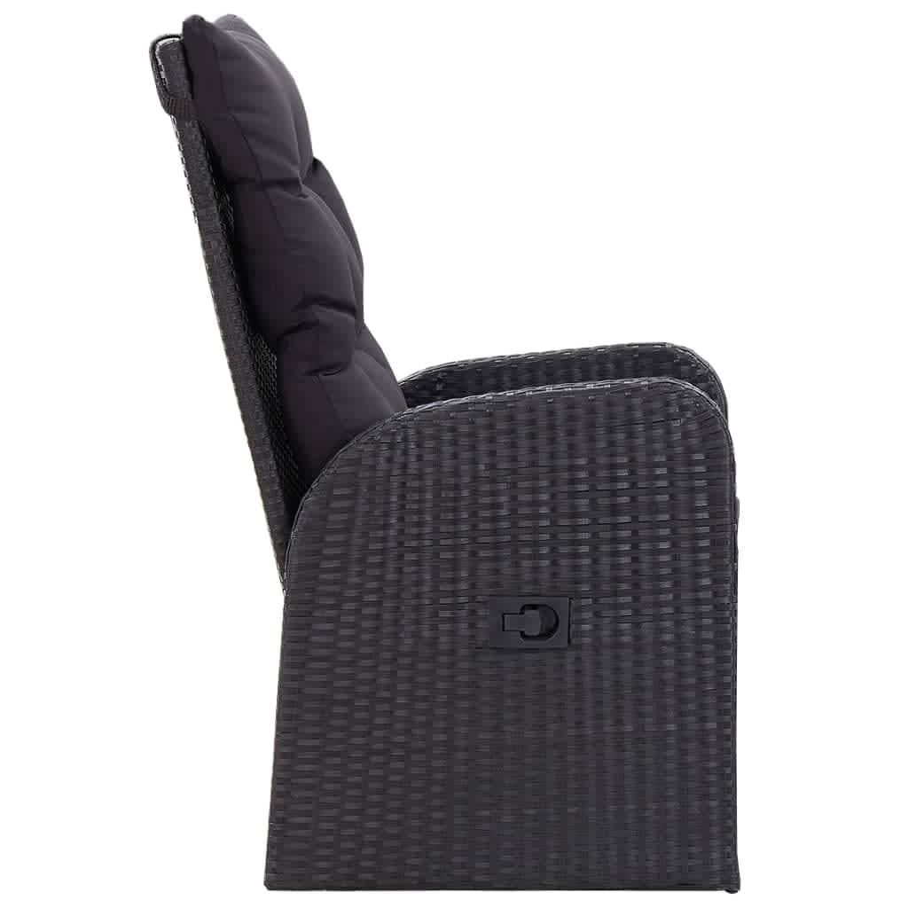 Set da Pranzo da Giardino 7 pz con Cuscini Nero | homemem39