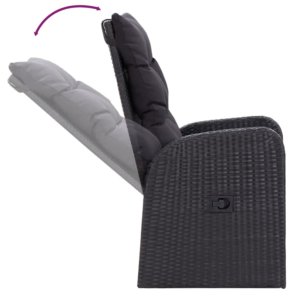 Set da Pranzo da Giardino 7 pz con Cuscini Nero | homemem39