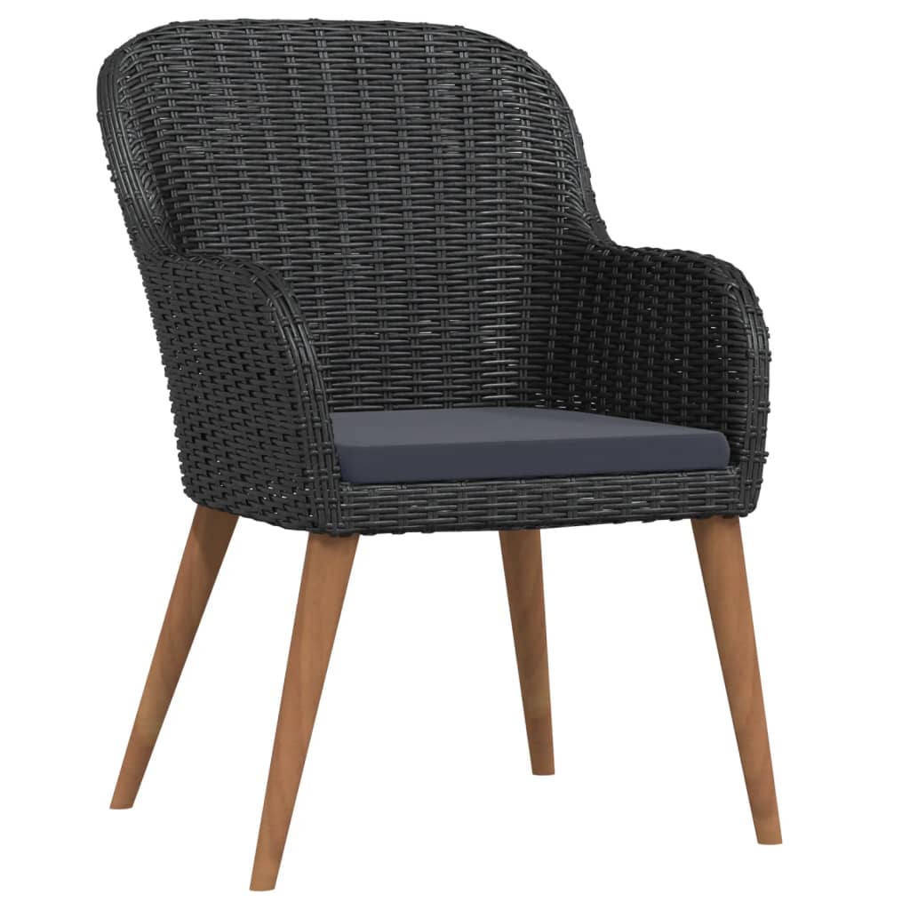 Set da Pranzo da Giardino 3 pz con Cuscini Nero | homemem39