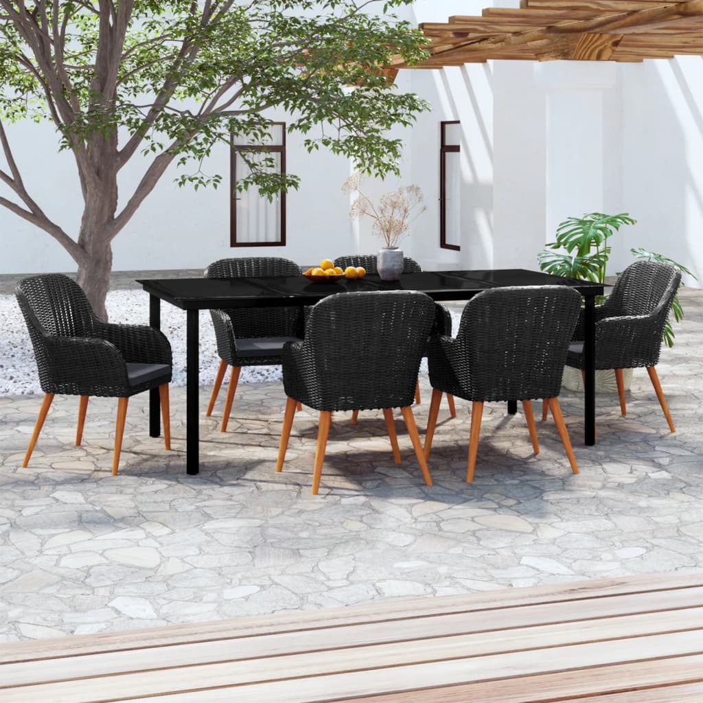 Set da Pranzo da Giardino 7 pz con Cuscini Nero - homemem39