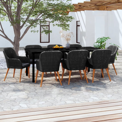 Set da Pranzo da Giardino 9 pz con Cuscini Nero - homemem39