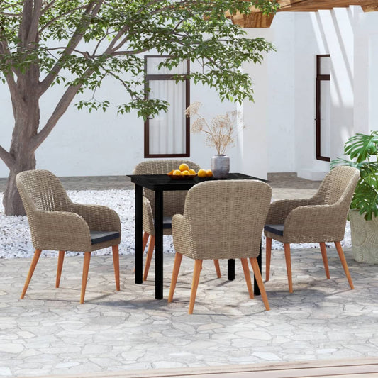 Set da Pranzo da Giardino 5 pz con Cuscini Marrone - homemem39