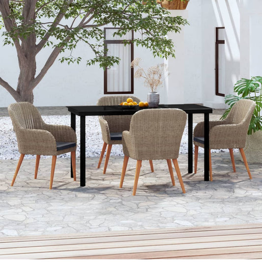 Set da Pranzo da Giardino 5 pz con Cuscini Marrone - homemem39