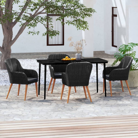 Set da Pranzo da Giardino 5 pz con Cuscini Nero - homemem39