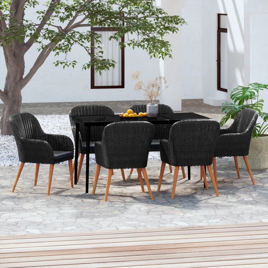 Set da Pranzo da Giardino 7 pz con Cuscini Nero - homemem39