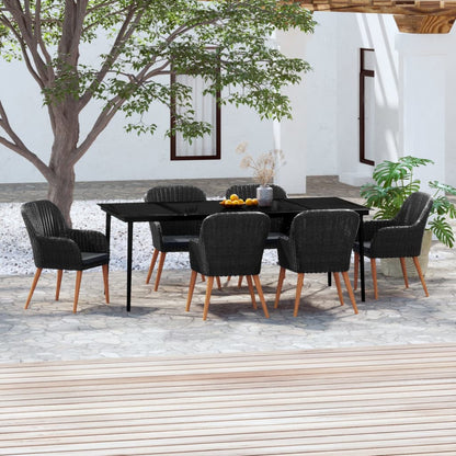 Set da Pranzo da Giardino 7 pz con Cuscini Nero | homemem39