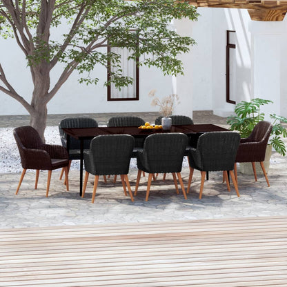 Set da Pranzo da Giardino 9 pz con Cuscini Nero | homemem39