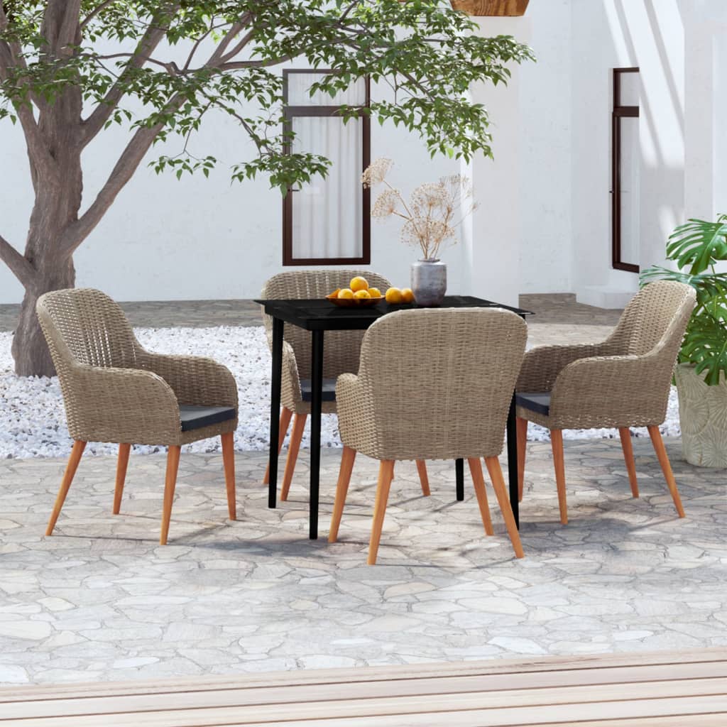 Set da Pranzo da Giardino 5 pz con Cuscini Marrone - homemem39