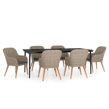 Set da Pranzo da Giardino 7 pz con Cuscini Marrone | homemem39