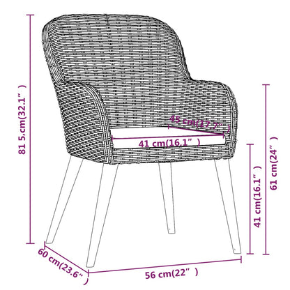 Set da Pranzo da Giardino 7 pz con Cuscini Marrone | homemem39