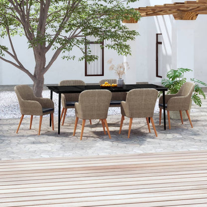 Set da Pranzo da Giardino 7 pz con Cuscini Marrone | homemem39