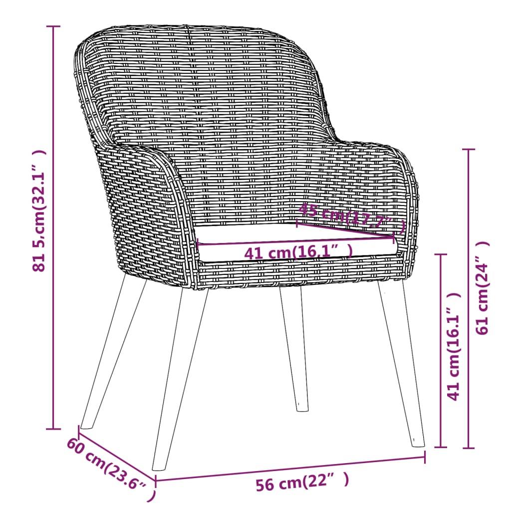 Set da Pranzo da Giardino 9 pz con Cuscini Marrone | homemem39