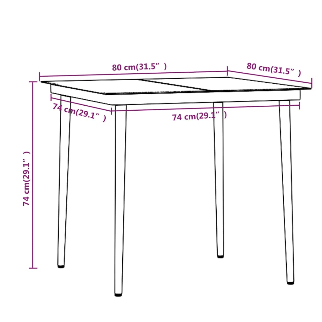 Set da Pranzo da Giardino 3 pz con Cuscini Marrone