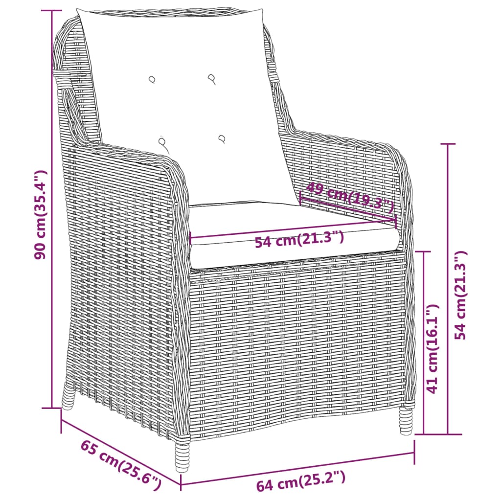 Set Mobili da Pranzo per Giardino 3 pz Marrone