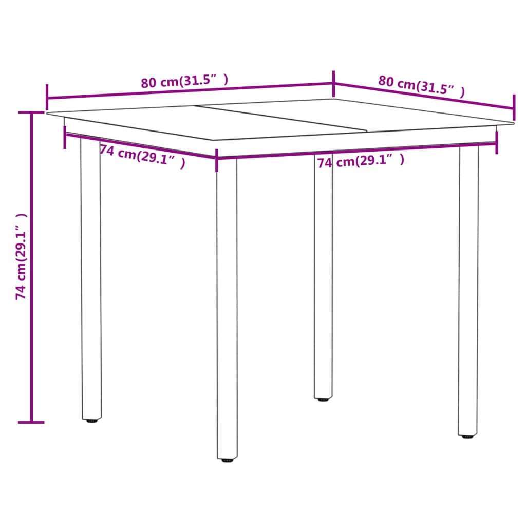 Set Mobili da Pranzo per Giardino 3 pz Marrone