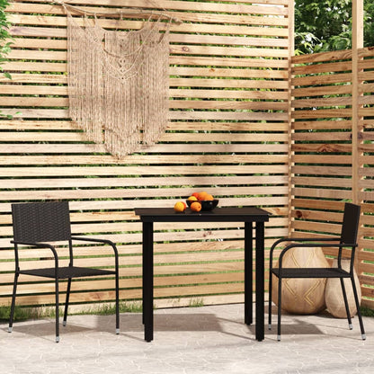 Set Mobili da Pranzo per Giardino 3 pz Nero - homemem39