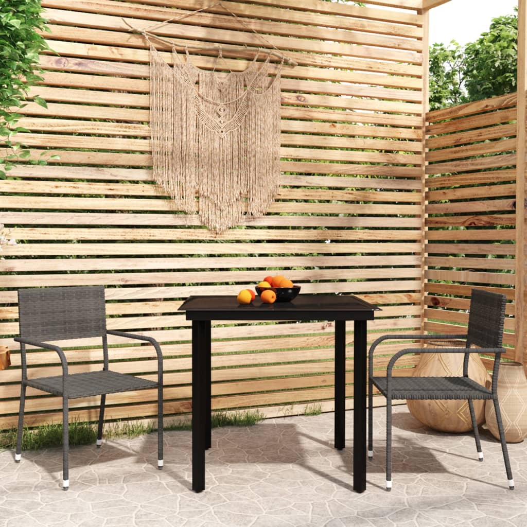 Set Mobili da Pranzo per Giardino 3 pz Grigio - homemem39