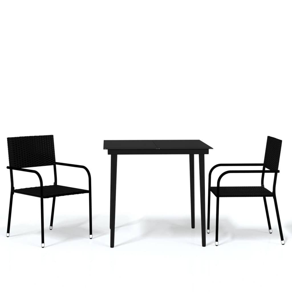 Set Mobili da Pranzo per Giardino 3 pz Nero - homemem39