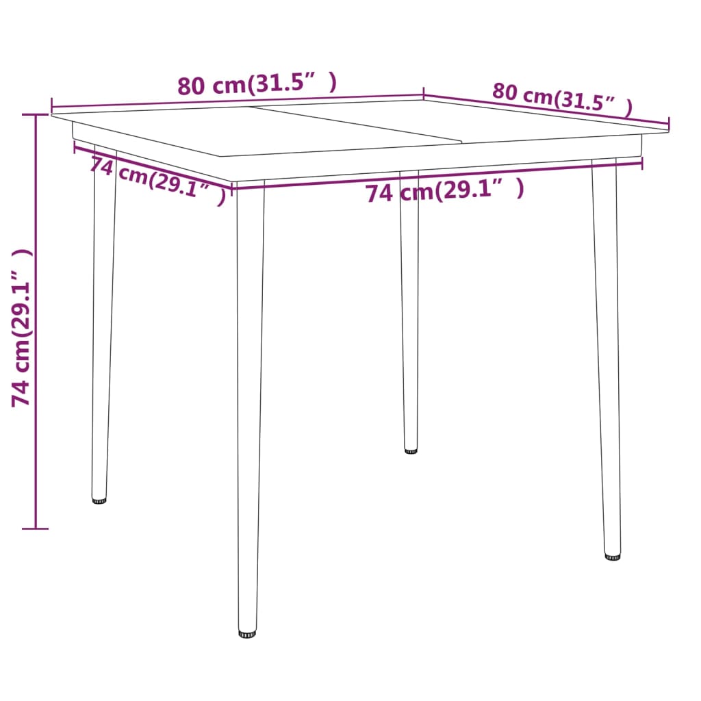 Set Mobili da Pranzo per Giardino 3 pz Nero