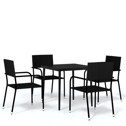 Set Mobili da Pranzo da Giardino 5 pz Nero