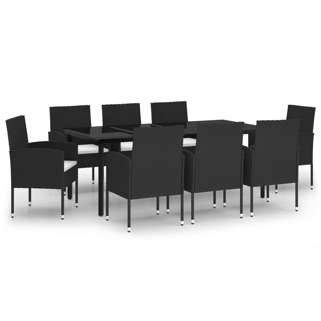 Set Mobili da Pranzo per Giardino 9 pz Nero - homemem39