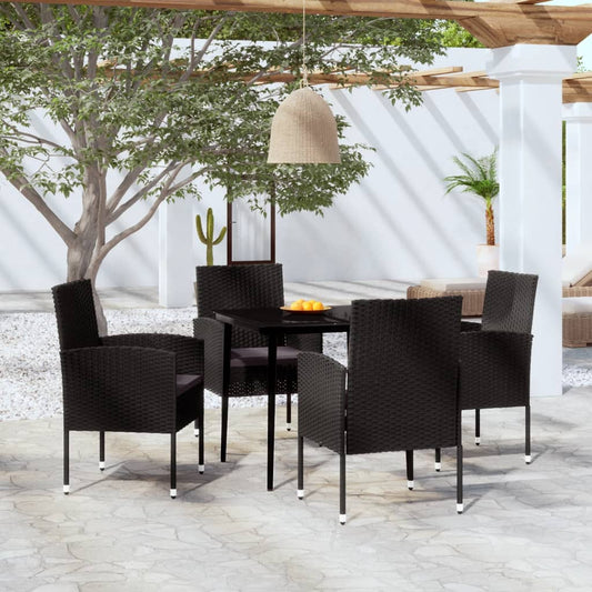Set da Pranzo da Giardino 5 pz Nero - homemem39