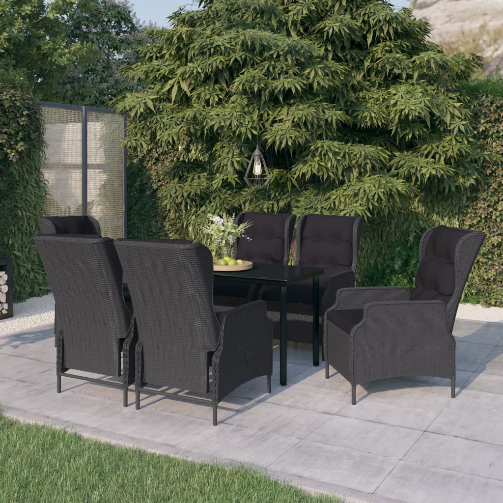 Set da Pranzo da Giardino 7 pz Grigio Scuro - homemem39