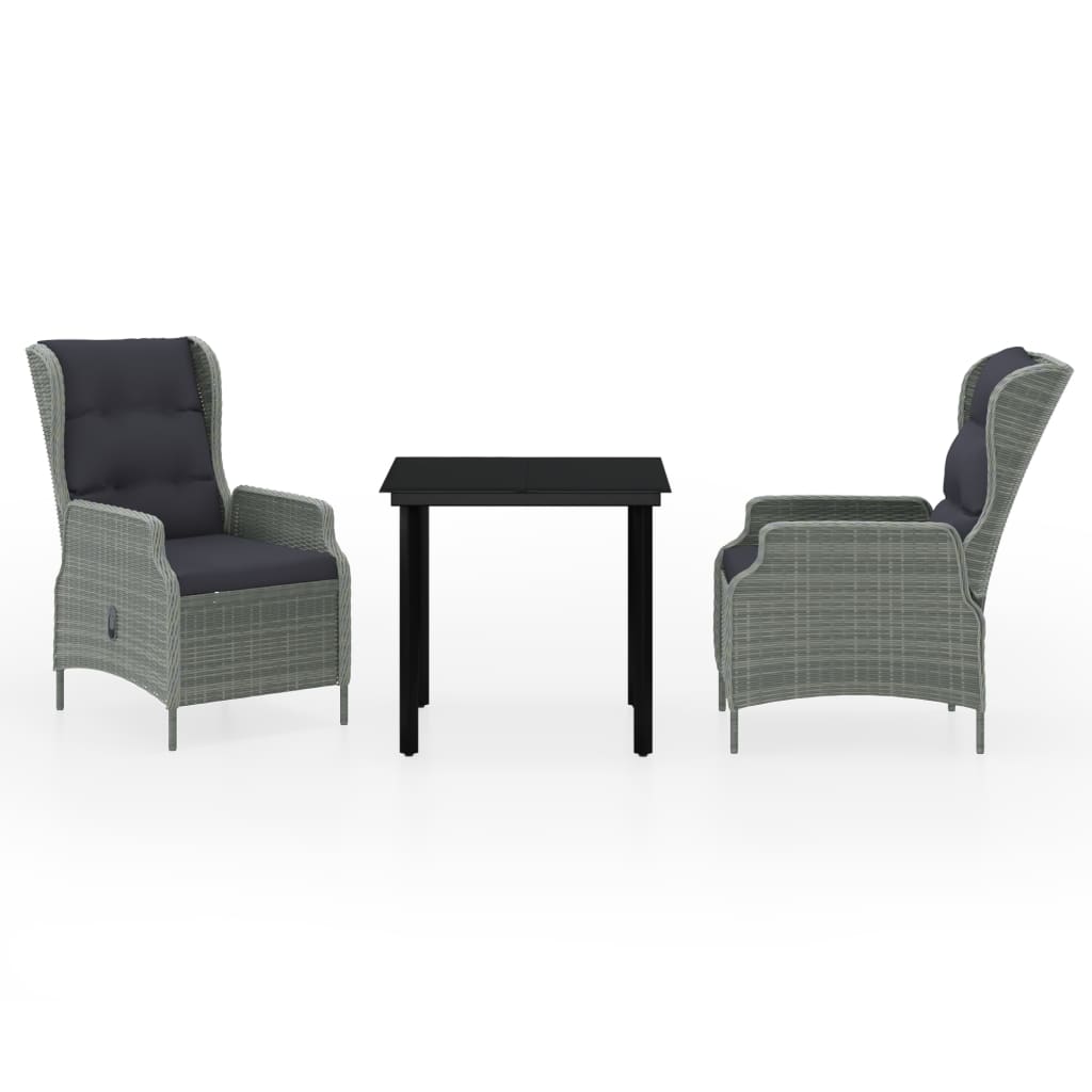 Set da Pranzo da Giardino 3 pz Grigio Chiaro | homemem39