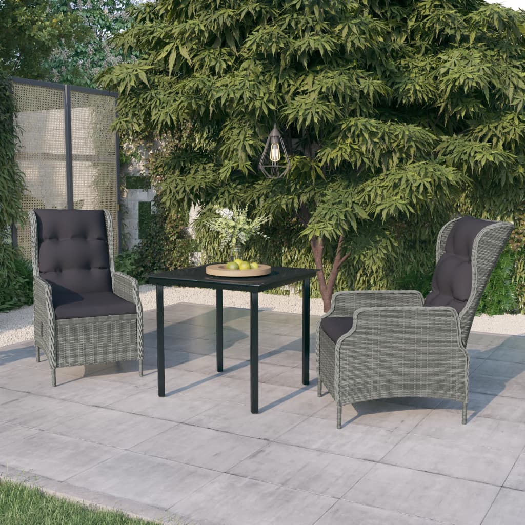 Set da Pranzo da Giardino 3 pz Grigio Chiaro | homemem39
