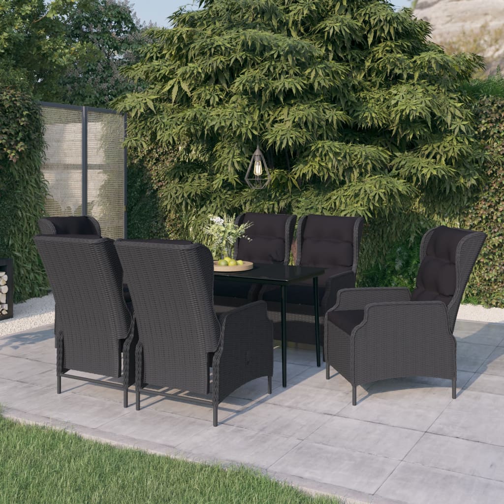 Set da Pranzo da Giardino 7 pz Grigio Scuro - homemem39