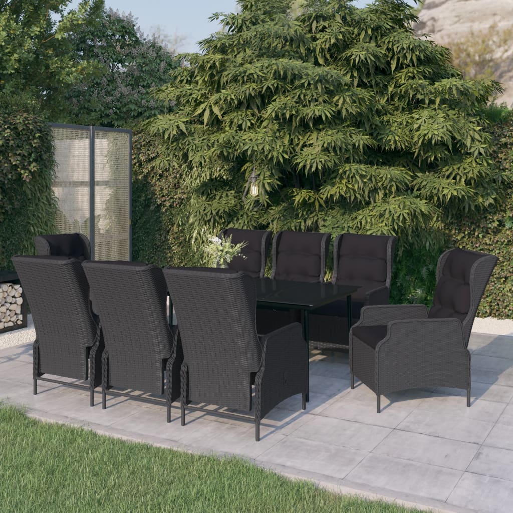 Set Mobili da Pranzo per Giardino 9 pz Grigio Scuro | homemem39