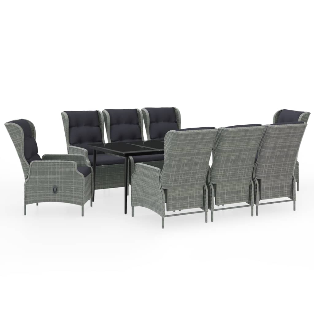 Set da Pranzo da Giardino 9 pz Grigio Chiaro