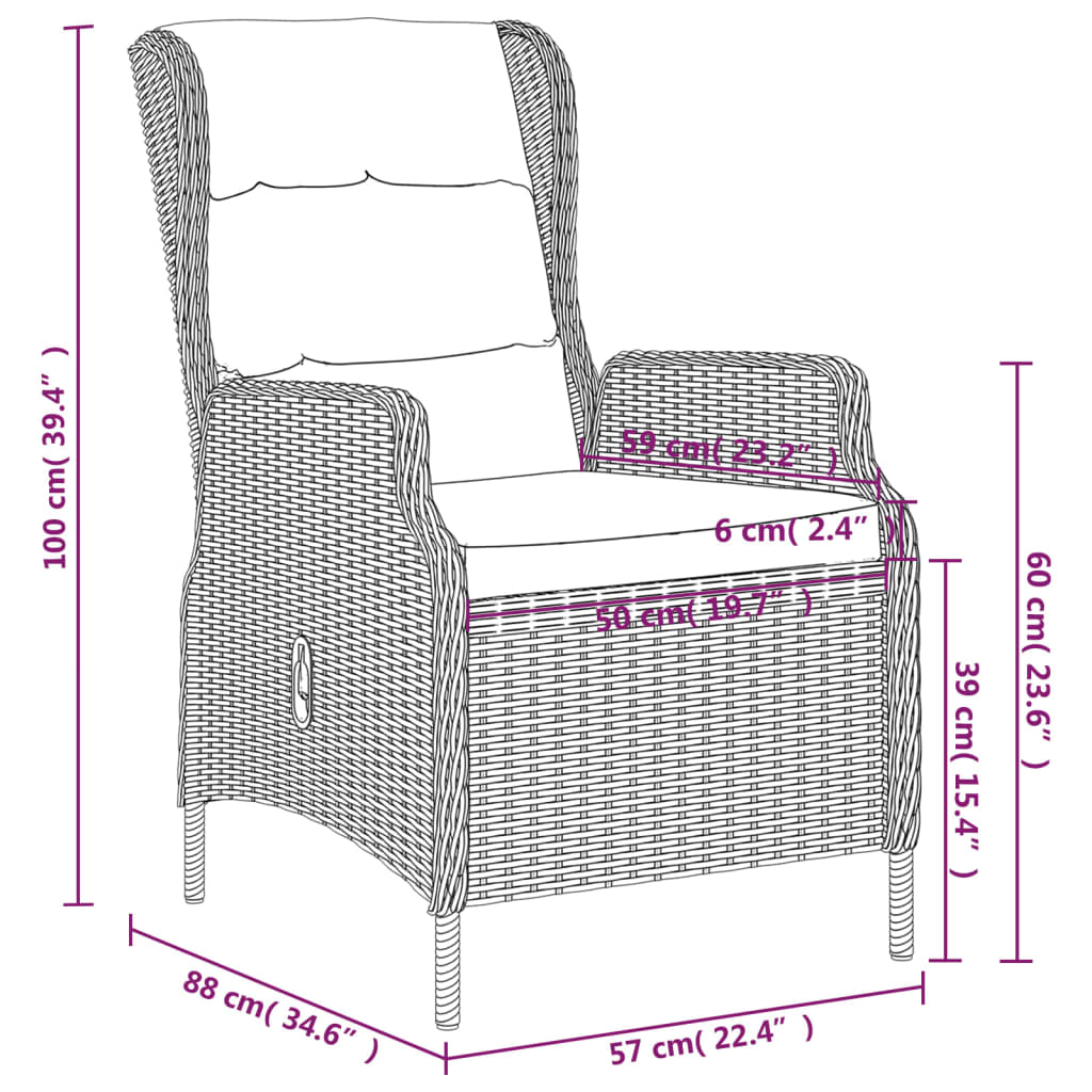 Set da Pranzo da Giardino 9 pz Marrone | homemem39