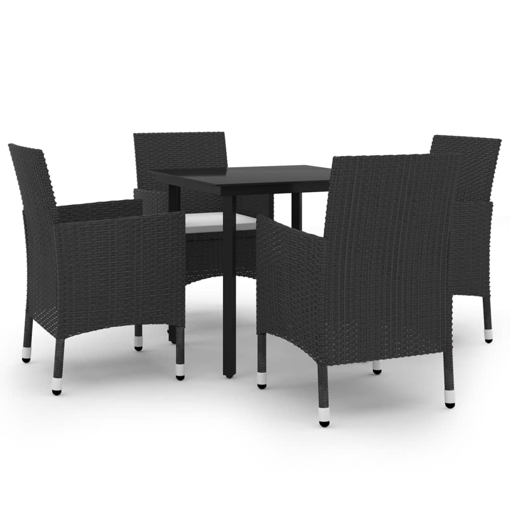 Set da Pranzo da Giardino 5 pz con Cuscini Polyrattan e Vetro