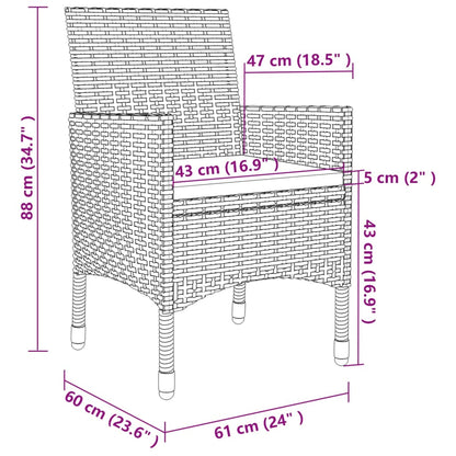 Set da Pranzo da Giardino 5 pz con Cuscini Polyrattan e Vetro