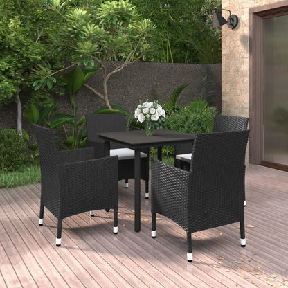 Set da Pranzo da Giardino 5 pz con Cuscini Polyrattan e Vetro - homemem39